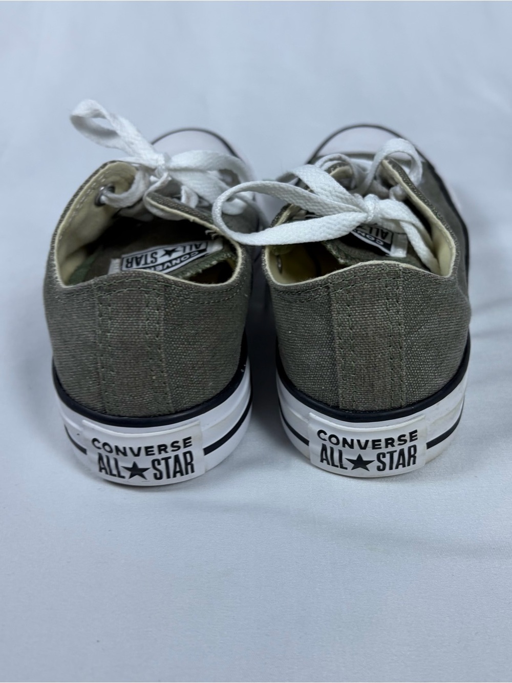 Converse all star Low Top Canvas Sneakers in “Washed Ashore” grey green